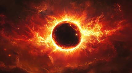 fiery planet engulfed in a cosmic inferno