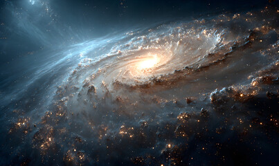 Wall Mural - Spiral Galaxy Radiating Brightly in the Depths of Space