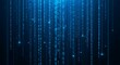 © Izdihaar - Digital rain of binary code cascading downwards on a blue background.