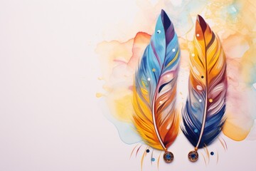 Wall Mural - bohemian feather earrings backgrounds pattern art.