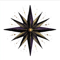 Wall Mural - A gothic vector illustration of an isolated star celestial pattern gold.