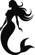 © pronoti - Silhouette of a Mermaid with Flowing Hair Swimming in the Ocean Depths
