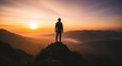 © alfrian sutria - Man Standing on Cliff During Golden Sunset
