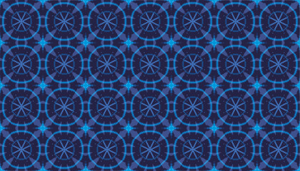 Wall Mural - Deep Blue Light and Circles shaped glass, Pixel Art Pattern Background
