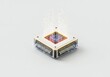 © Frandes Art Project - Modern quantum computer core with binary data stream for futuristic innovation and high technology