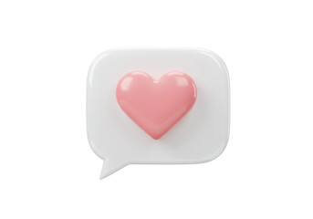 Wall Mural - a pink heart inside a white chat bubble icon, isolated on a transparent background