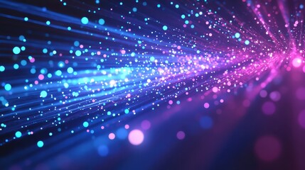 Wall Mural - Glowing Fiber Optic Abstract Background with Colorful Light Streams