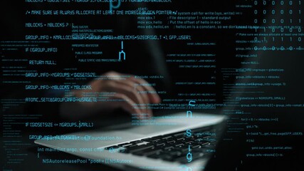 An artistic representation of coding and technology, showcasing a hand on a keyboard with digital data streams and binary codes in the background, capturing the essence of innovation. Xenic