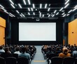 © CaptureCollabStudios - Audience gathering in a modern cinema hall before a film screening at night