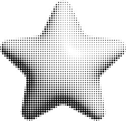 Wall Mural - Abstract decorative black halftone star textures on isolated background. Geometric circular shape elements pattern in a star shape. Fit for poster, collage, or advertising, abstract design element.