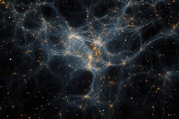 Wall Mural - silver cosmic dust with twinkling stars in an expansive black universe background, universe silver d