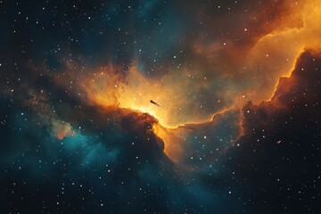Wall Mural - journey through the vibrant hues of the orion nebula uncovering cosmic mysteries, flying through the