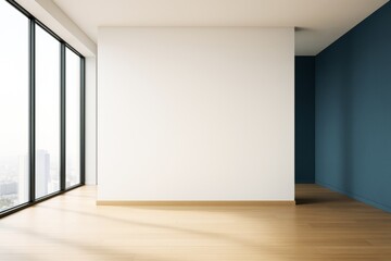 Wall Mural - modern empty room interior with large window and blank white wall for design or advertisement mockup