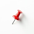 © Maryna - Red push pin or securely fastening paper to a white background. Office supply for organizing documents. Ideal for concepts of attachment, holding, or marking important information.