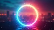 © Ariful - Glowing neon circle with bokeh city background light