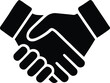 © NasimaH - Black and White Icon Depicting a Firm Handshake Symbolizing Partnership and Agreement