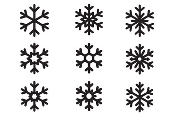 Wall Mural - set of snow lines icon. christmas snowflake icons isolated. snowflake icon outline style. set of sno