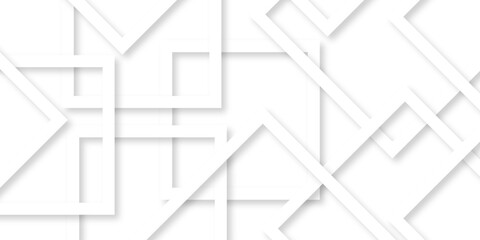 Wall Mural - white and gray overlap triangle geometric technology pattern. minimal rectangle randomly arranged wh