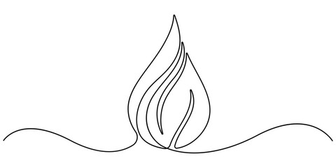 Blue Water Drop One Line Drawing Minimalist Style Liquid Shape Illustration, Vector Illustration. 