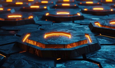 Abstract technological hexagonal pattern dark surface network structure background