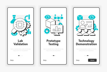 Wall Mural - levels of technology readiness mobile onboarding screen. development stage management ux ui illustra
