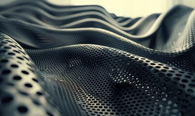 Wavy metal perforated surface abstract design technology engineering texture