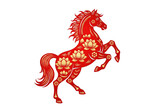 Year of the Horse Photo Image, Red Horse With Chinese Pattern Image, Lunar New Year, Chinese New Year, Horse Shio Symbol, Horse Zodiac Image, Isolated Horse Chinese Zodiac Image, Chinese Calendar.
