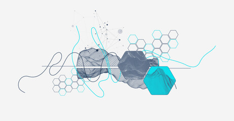 Wall Mural - abstract wireframe background. modern science or technology art elements. surface illustration.