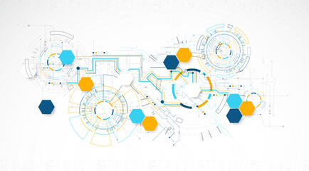 Wall Mural - abstract background. scientific and technological concept with the use of technical elements formed 