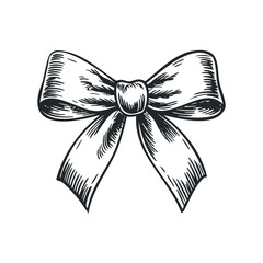 Wall Mural - hand drawn bow with ribbon gift wrap element on white background. hand drawn vector illustration