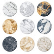 © Aliakbar - Set of various modern round Marble on isolated transparent cutout PNG Background