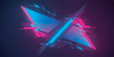 Futuristic Abstract Vector with Geometric Glitch Elements