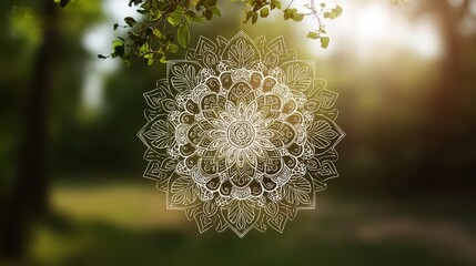 Wall Mural - intricate mandala design against a natural backdrop.