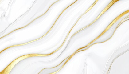 Abstract Marble Texture with Gold Veins and Subtle Folds in White Background