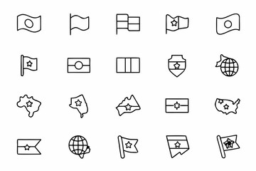 Wall Mural - A modern icon set featuring simplified country map outlines with small flag representations. Great for infographic designs, geography resources, and travel dashboards