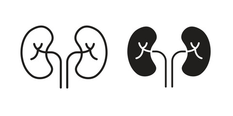 Canvas Print - kidney icon set, line and black glyph style for food app website.