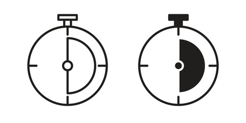 Wall Mural - Half hour icon set, line and black glyph style for food app website.