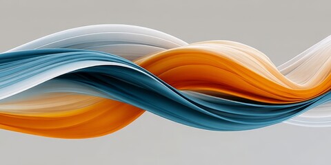 Canvas Print - abstract fluidity elegant wave motion in soft orange and blue. glossy, serene, and flowing lines.