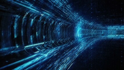 Wall Mural - Technology, energy, and innovation converge in this dynamic blue background featuring flowing particle streams, textured surfaces, and extruded elements, creating a powerful futuristic aesthetic ideal