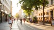© N7 - Out-of-focus city street with soft sunlight — relaxed summer in the city concept