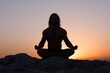 © avaye - Muscular man meditating at dusk, Sunset yoga silhouette pose, Strength and mindfulness concept for wellness themes
