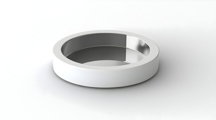 Wall Mural - Circular, white, shallow dish with a reflective inner surface.  A simple, modern design