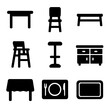 © Настя Шевчук - Dining Furniture Icons. Solid, filled icon set of energy management: power plant, battery storage, smart meter, energy audit,