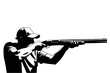 © mari - Man aiming shotgun with cap shooting sport