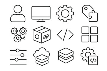 Wall Mural - Web development line icon set. coding, ui, and cloud outline icon collection