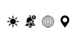 © Rukshana Ferdousi - Set of communication icons sun notification globe and map pointer showcasing global connection and modern interface design