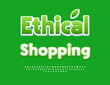 © Popskraft - Vector Eco banner Ethical Shopping. Classic White and Green Font. Decorative Alphabet Letters and Numbers set.