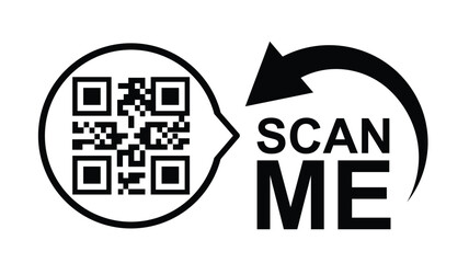scan qr code icon. digital scanning qr code. qr code scan for smartphone. scan here text on top of t