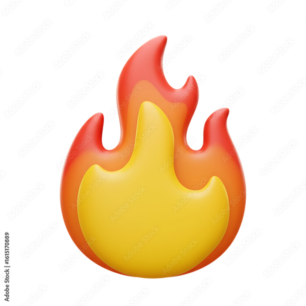 Stylized 3d fire emoji isolated on transparent background Stock ...