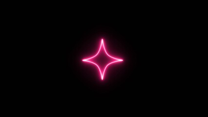 Wall Mural - Neon light star frame rotation loading background illustration. Neon pink color star moving light illustration.